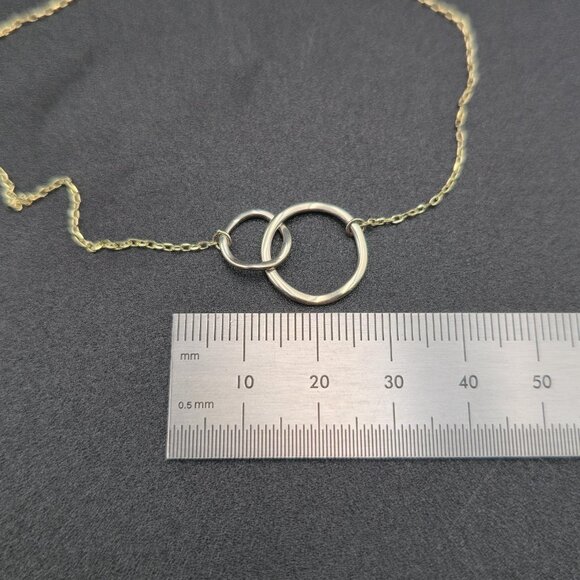16+2 Inch Gold Over Sterling Silver Interlocking Circles Necklace A6278 - Picture 5 of 6